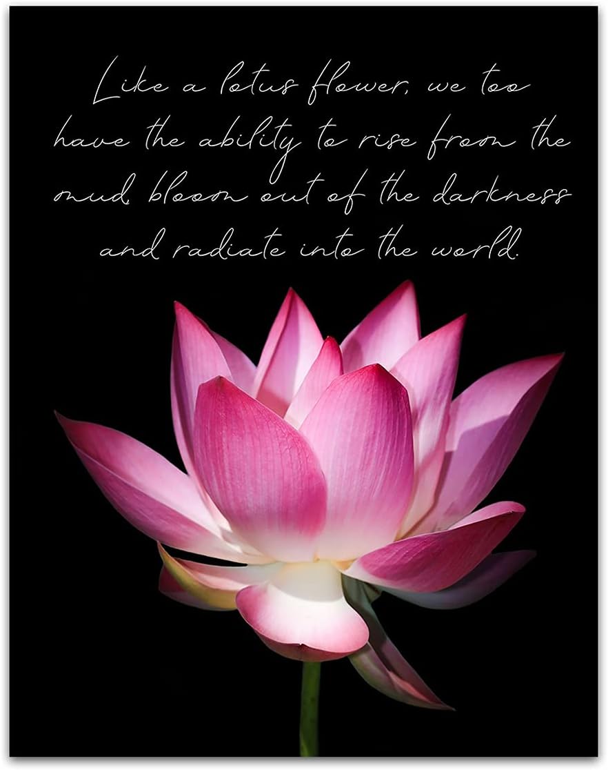 TJ Originals Decoración de pared espiritual y bohemia con texto en inglés “Like a Lotus” (Like a Lotus Flower)  Namaste Zen y meditación estética