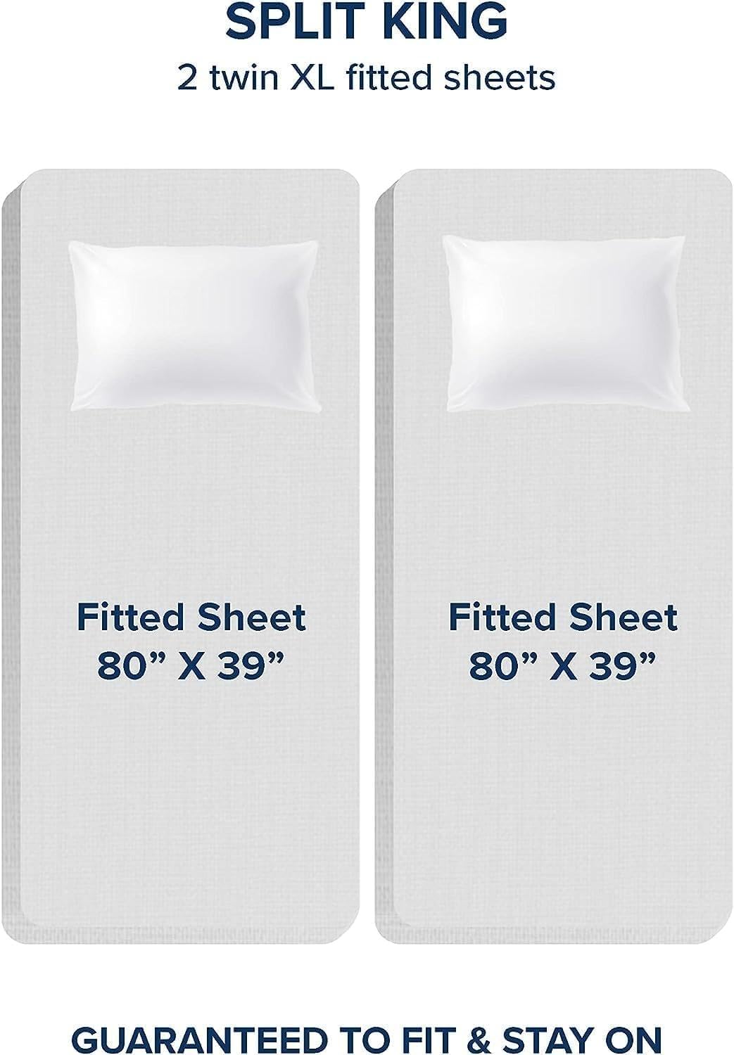 Sábanas Split King – Sábanas ajustables divididas de 5 piezas tamaño King dividido para cama con números de sueño, sábanas de microfibra ultrasuave