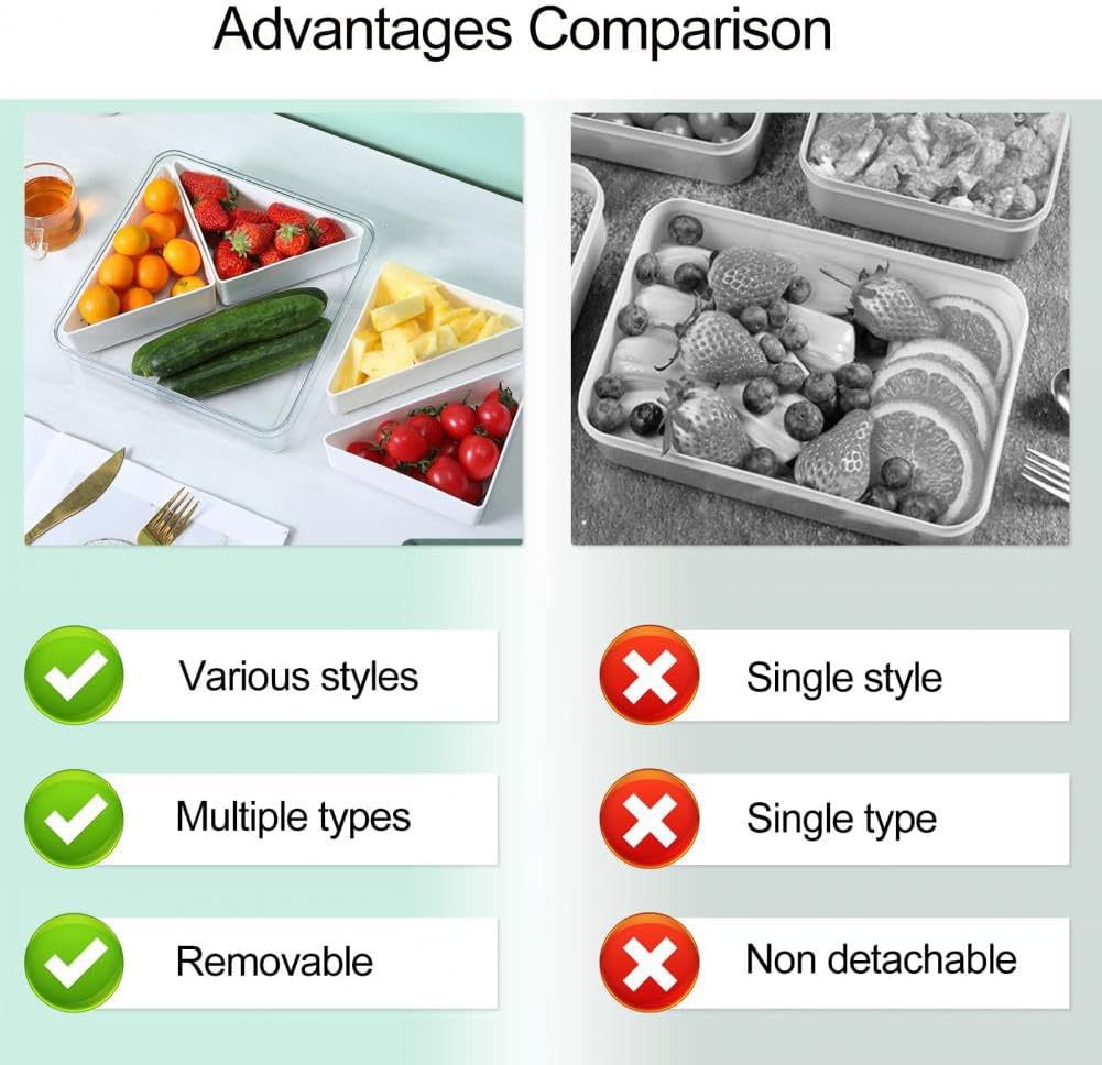 Bandeja de servir dividida en la tapa con 6 compartimentos, contenedores reutilizables de almacenamiento de alimentos para servir fiestas,