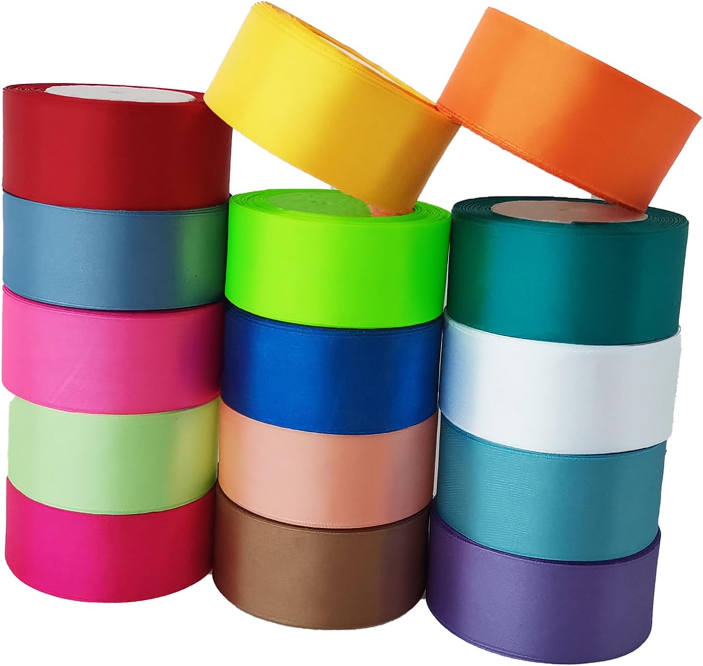 Cinta de satén blanca para envolver regalos de 1.5 pulgadas x 25 yardas, cinta de tela de color sólido para manualidades, lazos para el cabello,