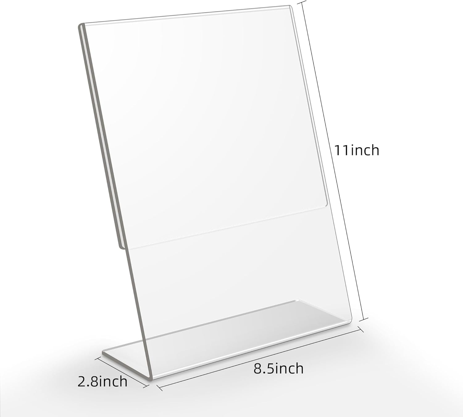 zavekia Soporte de letrero acrílico de 8.5 x 11 pulgadas, soporte de letrero de escritorio transparente, soporte de papel de plástico para mesa (8.5