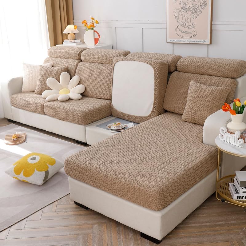 OKYUK Fundas elásticas para sofá, fundas de cojín para sofá o dormitorio, fundas antideslizantes en forma de L, funda para sofá diván, resistente al