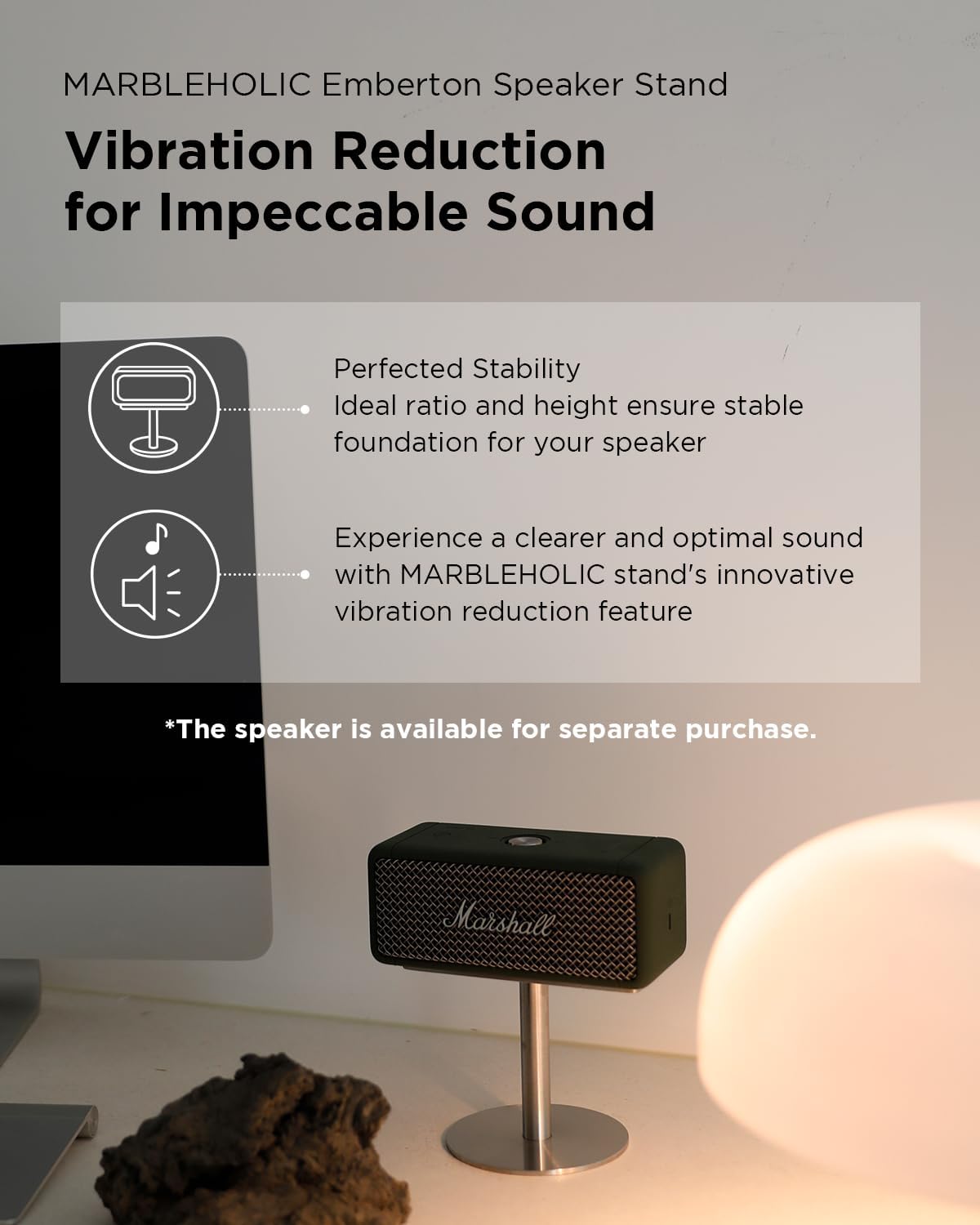 Emberton – Soporte de altavoz (dorado satinado), para altavoz Marshall Emberton, calidad de sonido óptica, ancho 5.35 pulgadas de alto 3.94