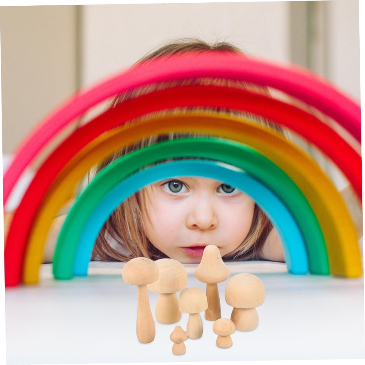 EXCEART 42 Pcs White Mushroom Natural Unfinished Mushrooms Nativity Toys for Kids DIY Mushroom Crafts Christmas Peg Mushroom Head Pegs Gnome Peg