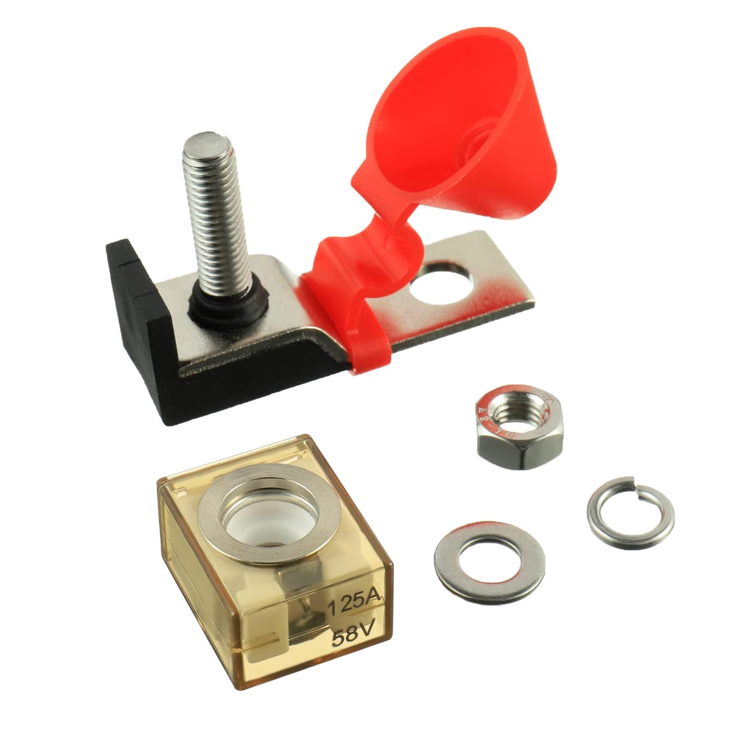 MRBF – Soporte de fusibles para bloque de terminales, solo perno prisionero de 516 pulgadas (M8), fusible de batería compacto 125A