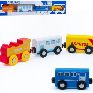 Juego de accesorios de madera para tren y tren expreso, para niños y niñas, compatible con todas las principales marcas (tren expreso) Juego de accesorios de madera para tren y tren expreso, para niños y niñas, compatible con todas las principales marcas (tren expreso)