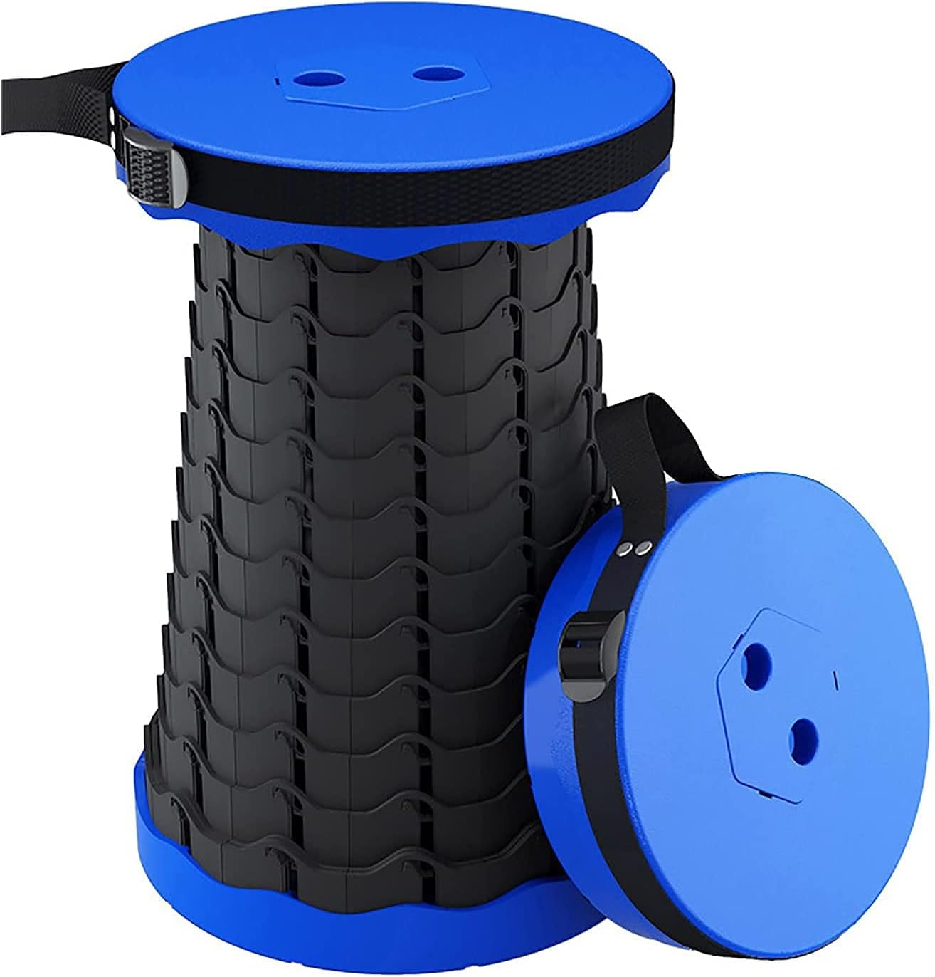 Taburete plegable ajustable para campamento, taburete plegable telescópico portátil con almohadilla para mochila, silla plegable y retráctil