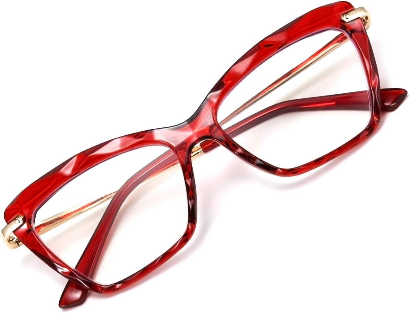 FEISEDY Gafas de lectura de ojo de gato de cristal, con bloqueo de luz azul, antifatiga ocular, B2596, vino, 2.5x