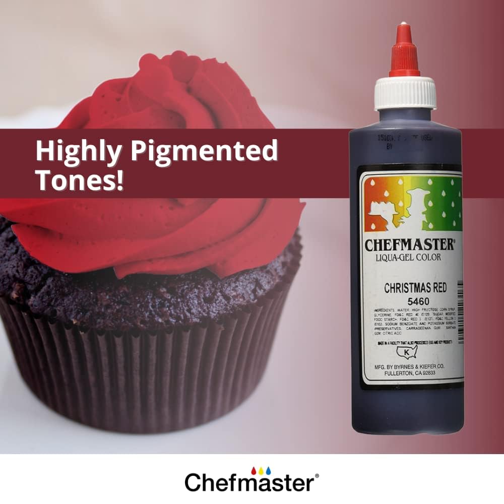 Chefmaster Liqua-Gel – Color alimentario, 10.5 onzas, rojo X-Mas