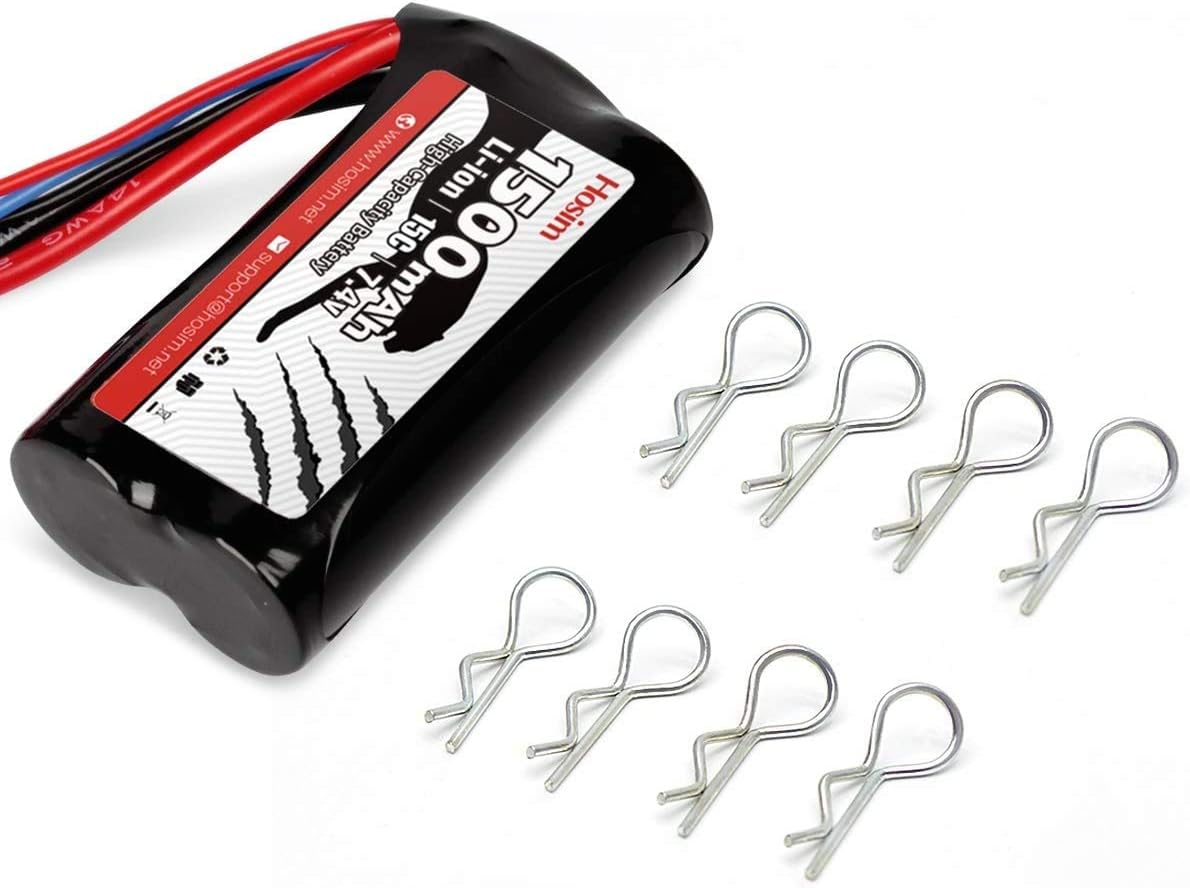 Hosim Paquete de batería recargable de iones de litio de 7.4V 1500mAh 15C con conector T para RC Evader BX Car 12401 12402 RC Truck 9155 RC Truggy
