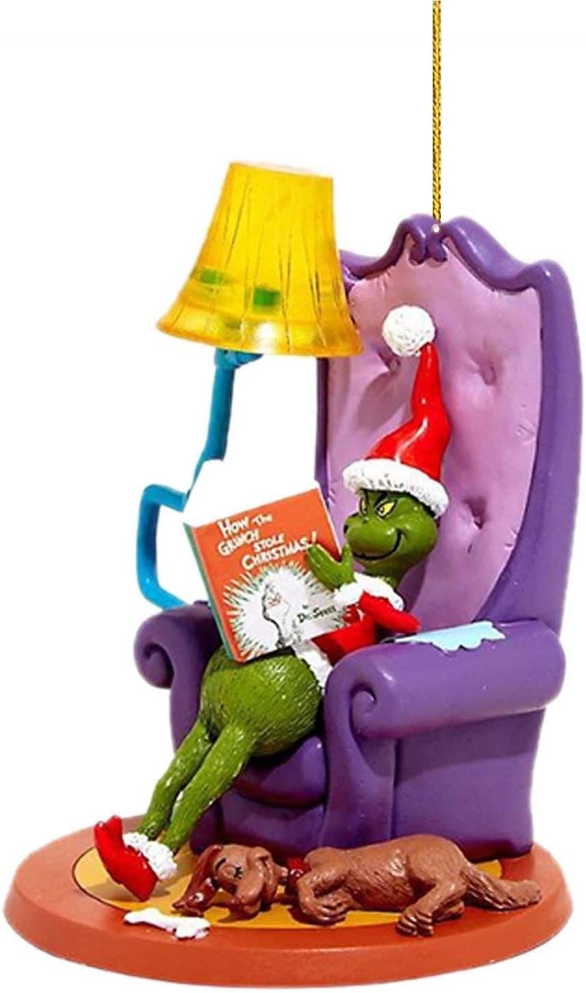 Adorno colgante clásico de dibujos animados de invernadero, colgante de acrílico de robo, divertido adorno colgante de árbol de Navidad para el