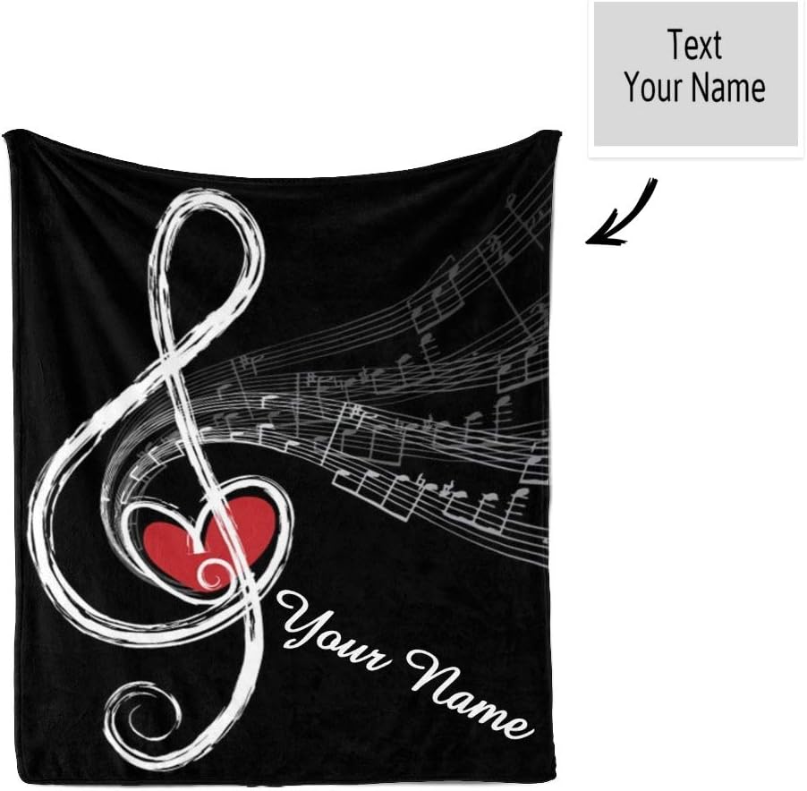 Manta personalizada con texto del nombre, manta de forro polar súper suave personalizada con texto en inglés Treble Love, manta de forro polar súper