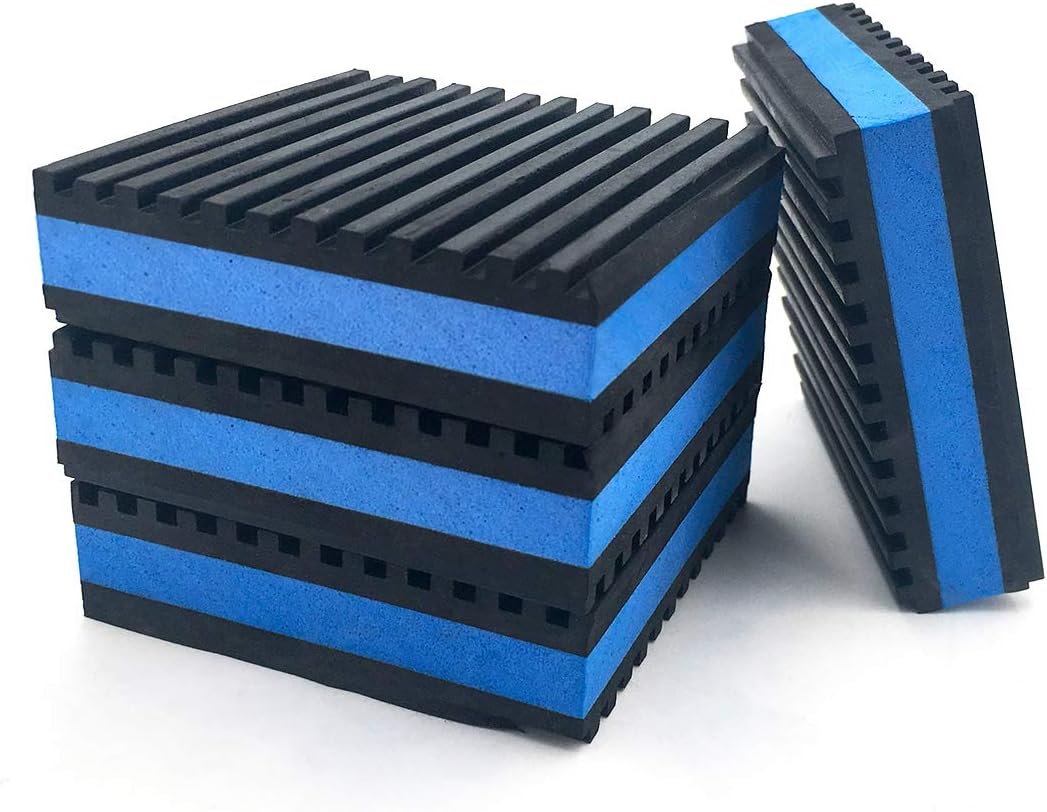 LBG Products Almohadillas de aislamiento de goma antivibración, 4 x 4 x 78 pulgadas, almohadilla de EVA azul resistente para aire acondicionado,