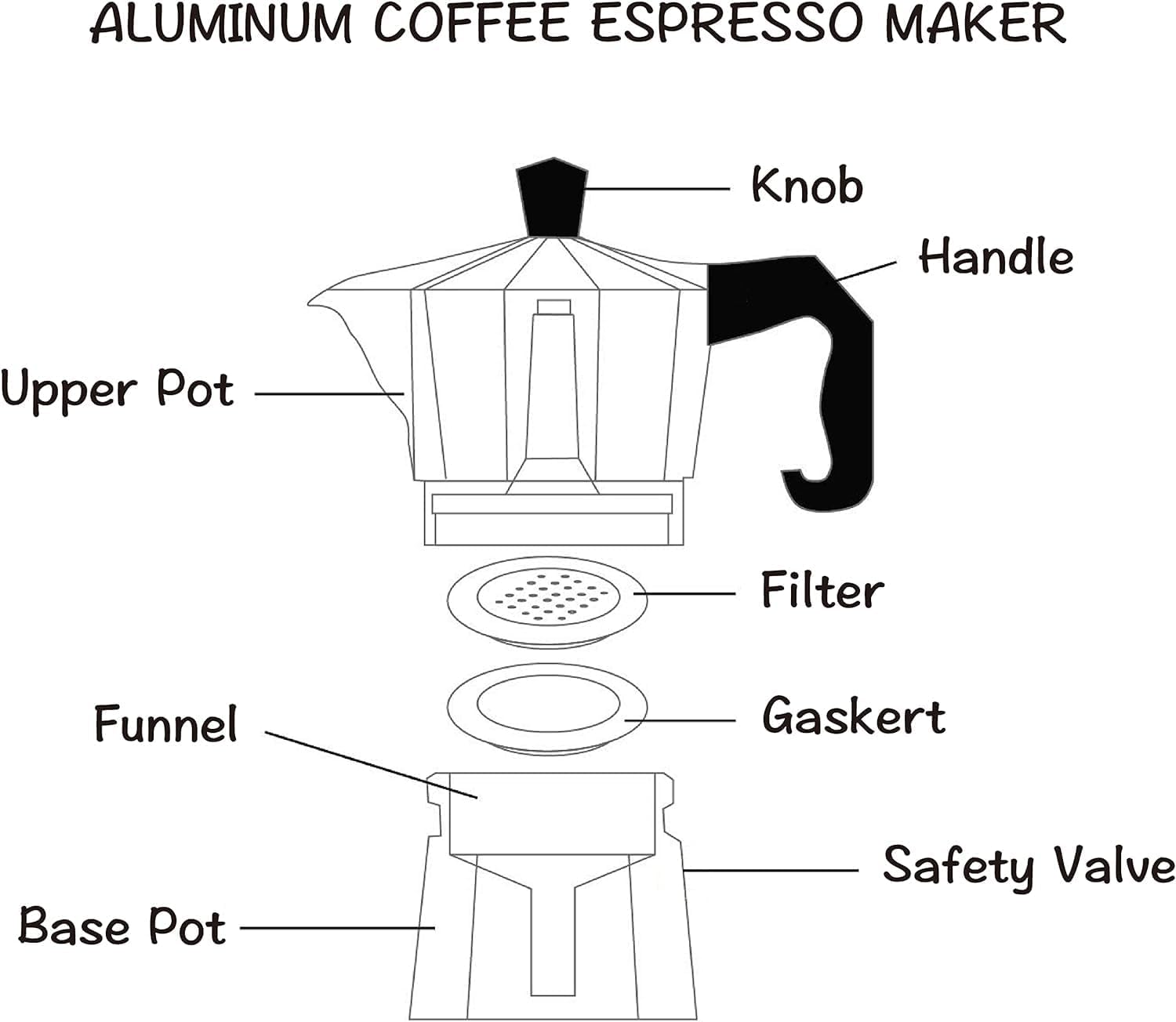 WOLEN Moka Pot – Cafetera y cafetera para estufa, cafetera italiana, cafetera Greca, cafeteras, color plateado (2 tazas)