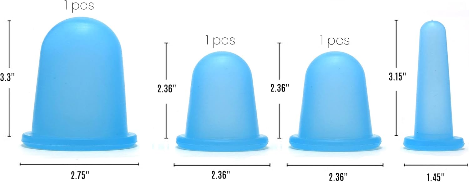 YF STORE Juego de terapia de ventosas  Tazas médicas de terapia de masaje de silicona para reducción de celulitis y relajación muscular, 4 tamaños