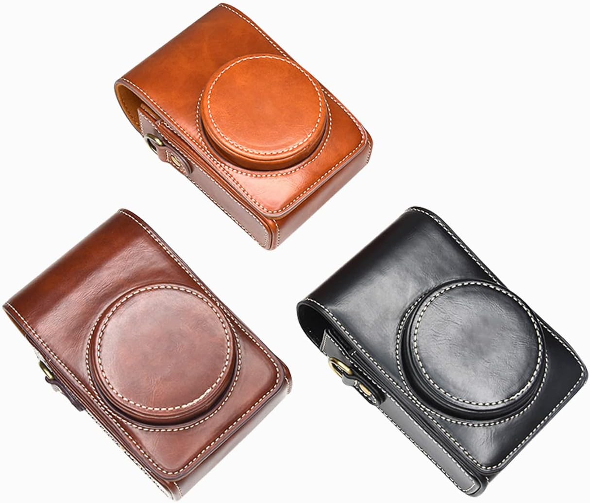 Rieibi Funda para cámara Sony RX100 Series, Sony ZV-1 ZV1, Ricoh GR III GR 3, Panasonic LX10 Lumix DMC-LX10, funda vintage de piel sintética para