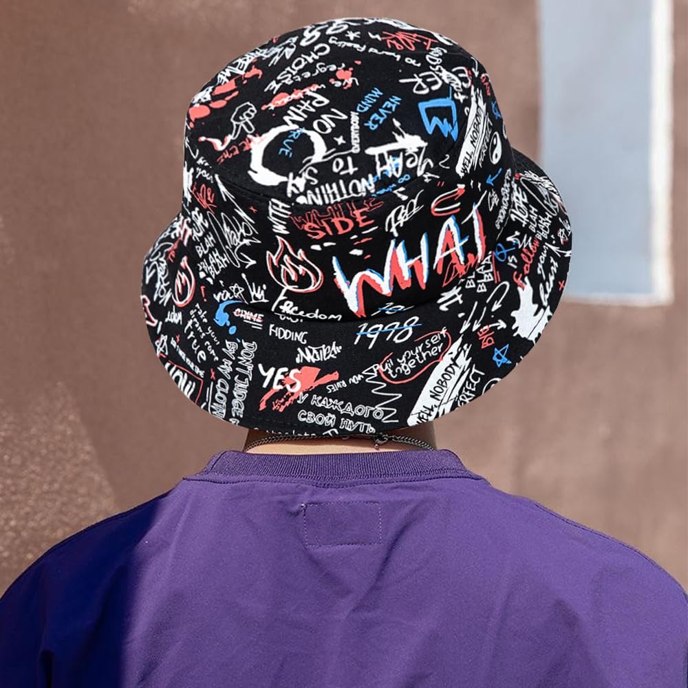 Nanwansu Sombrero de pescador con estampado reversible plegable unisex para hombres y mujeres, gorra de pescador de playa