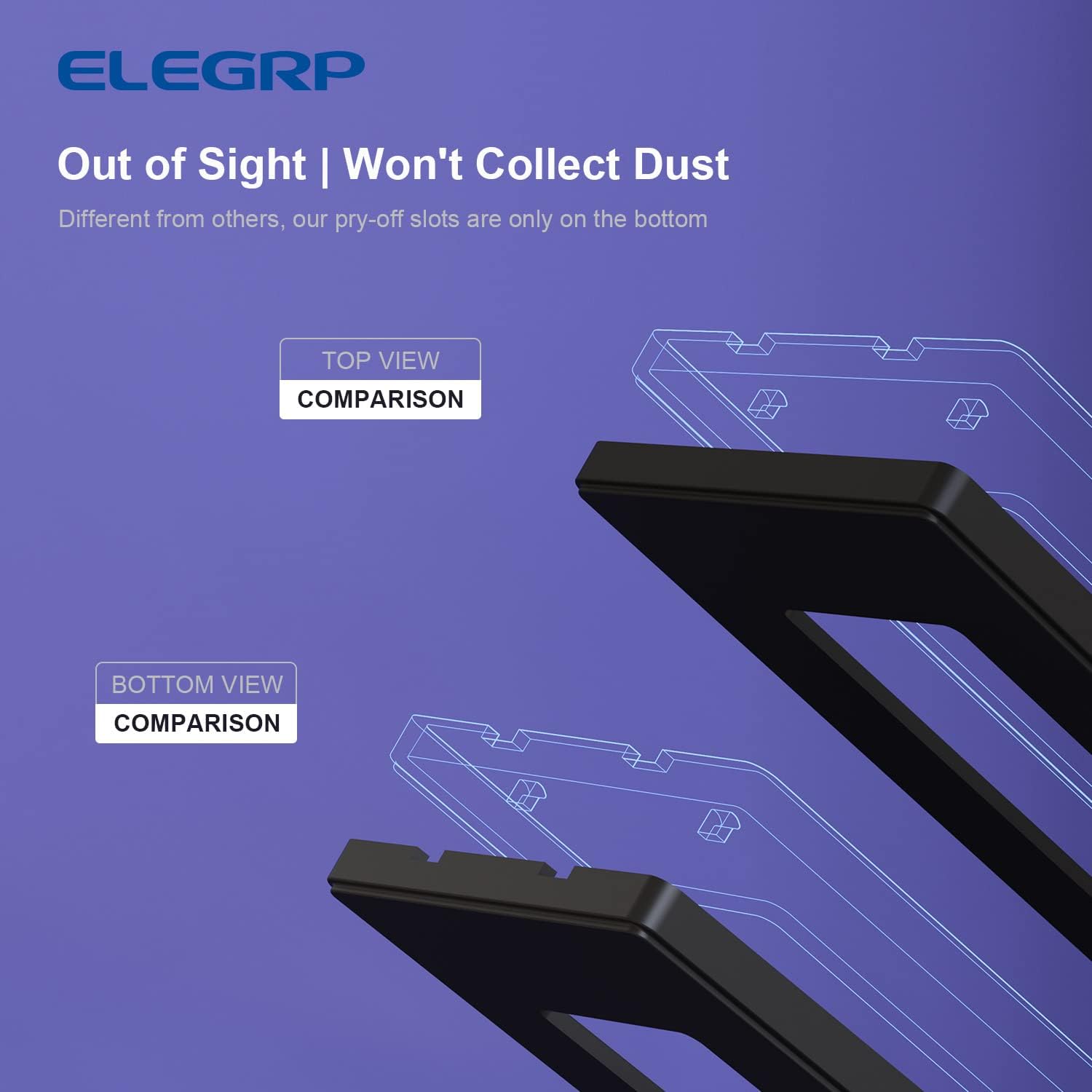 ELEGRP Placas decorativas de pared de 2 segmentos sin tornillos, cubierta frontal termoplástica irrompible de tamaño mediano para interruptor de
