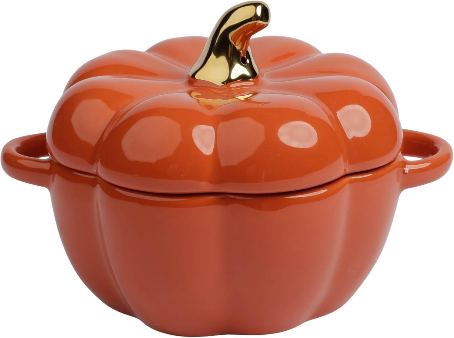 Plato de cerámica antiadherente en forma de calabaza  Mini tazón con asas y tapa  Ollas de vajilla modernas y creativas para servir, cocinar y