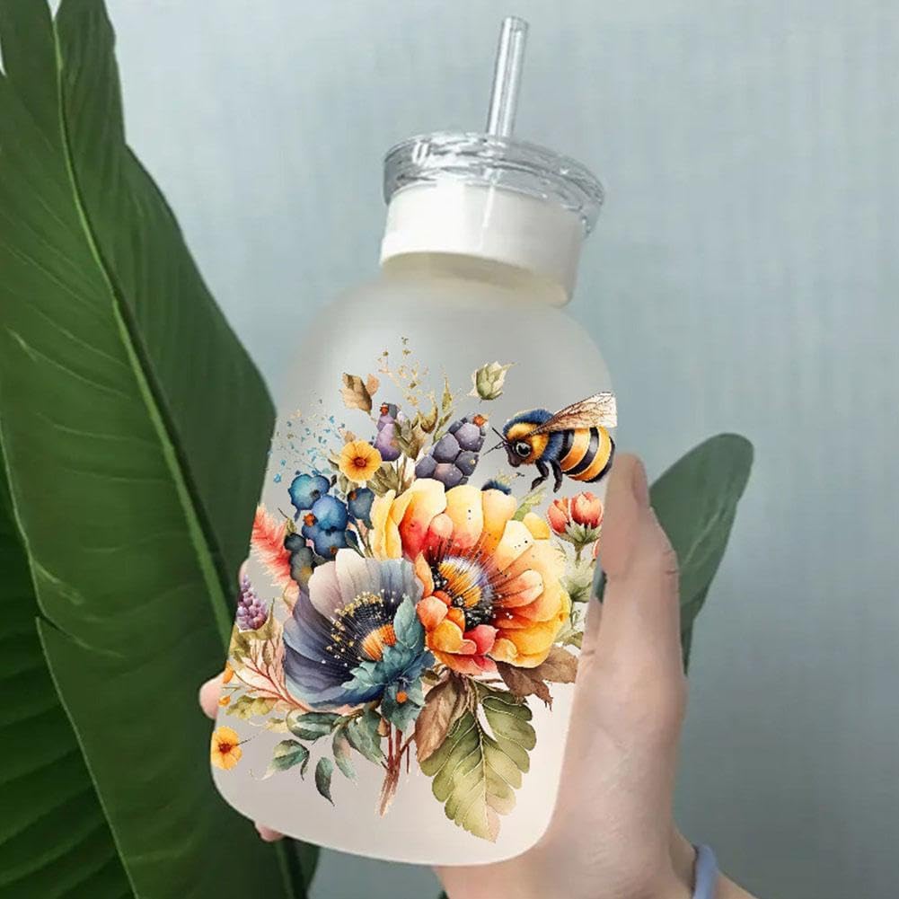 Adhesivo de transferencia UV DTF para tazas de vidrio, impresión de mariposas de plantas de dibujos animados, impresión 3D UV DTF de transferencia