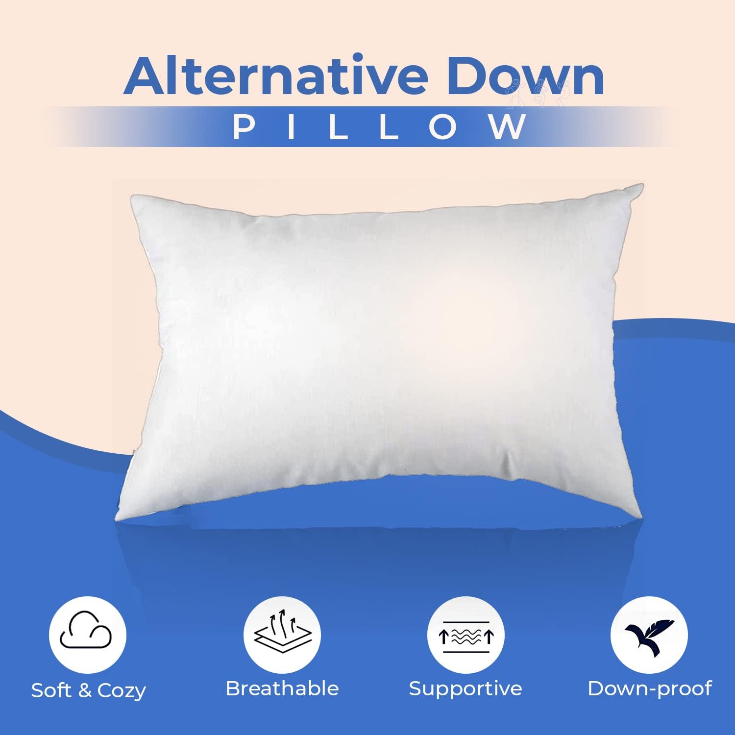 Continental Bedding Downlike – Almohada de cama alternativa, tamaño King (paquete de 2), color blanco, 2 unidades