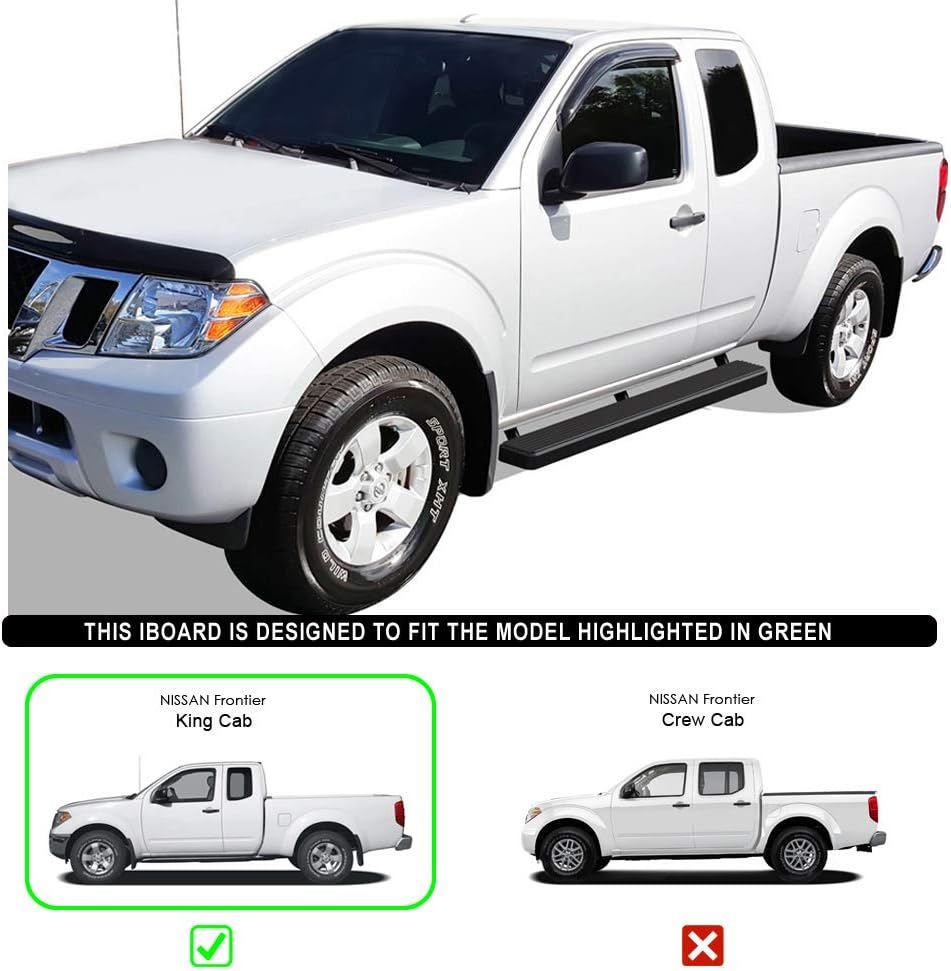 HD Ridez Estribo de acero inoxidable de 5 pulgadas, color negro, compatible con Nissan Frontier King Cab 2005-2024 y Suzuki Equator 2005-2012 Extra