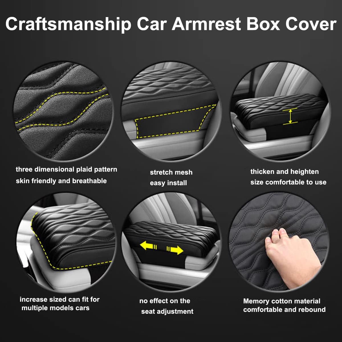 Funda universal para reposabrazos central de automóvil, funda universal impermeable de piel sintética para reforzar los reposabrazos del automóvil,