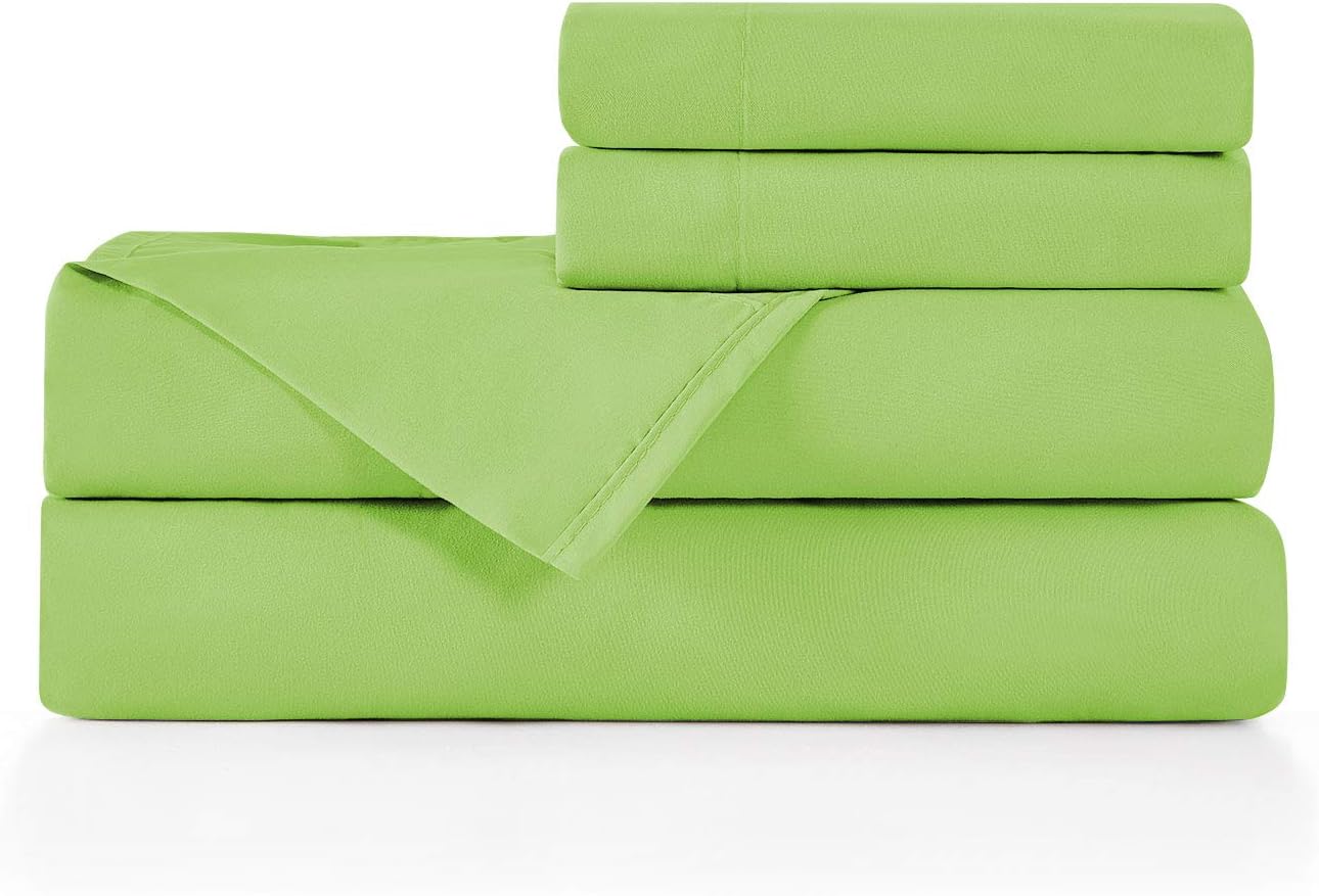 Juego de sábanas de microfibra cepillada, Microfibra, Lime, Completo