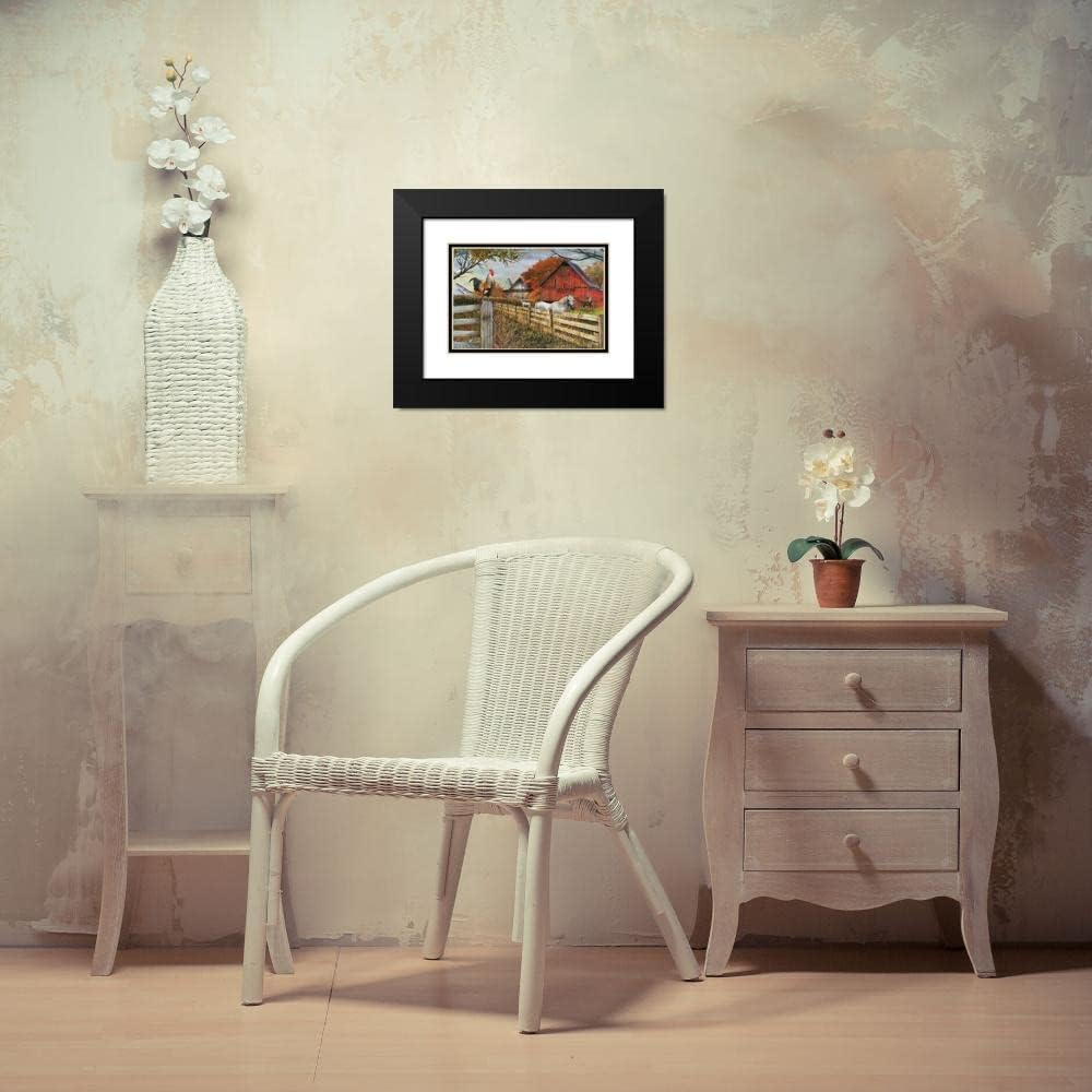 ArtDirect Standing Guard Rooster 18×13 Black Modern Wood Framed with Double Matting Museum Art Print by Wargo, Ed