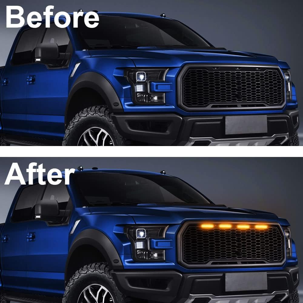 Sidaqi 4 luces LED de 12 W ámbar para rejilla delantera de automóvil, luces de circulación diurna ámbar, DRL, cubierta de parachoques delantero,