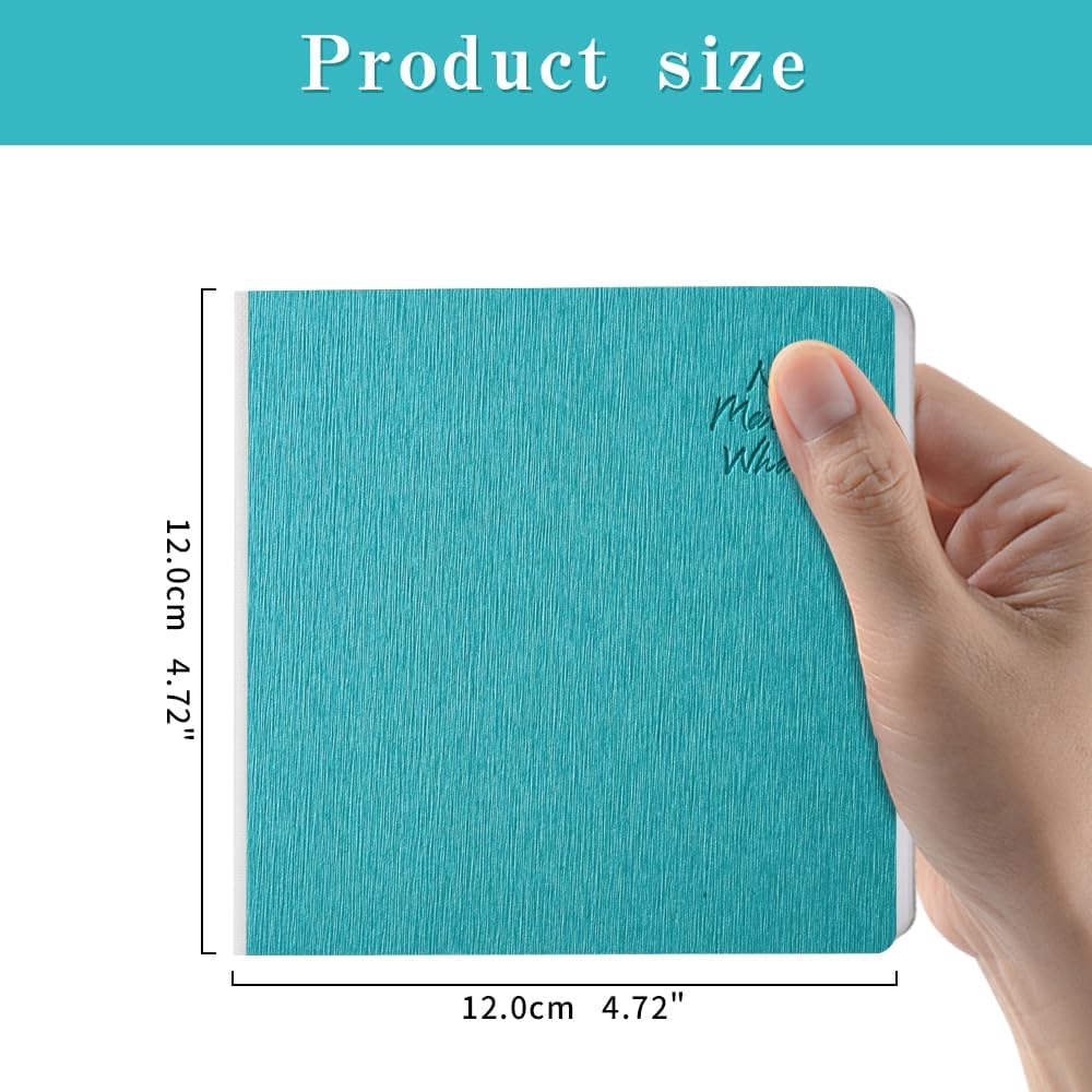 Cuaderno de bocetos cuadrado de tapa dura azul lago, 4.7 x 4.7 pulgadas, 42 hojas de libro de arte de 250 GSM, papel ultra suave, ideal para