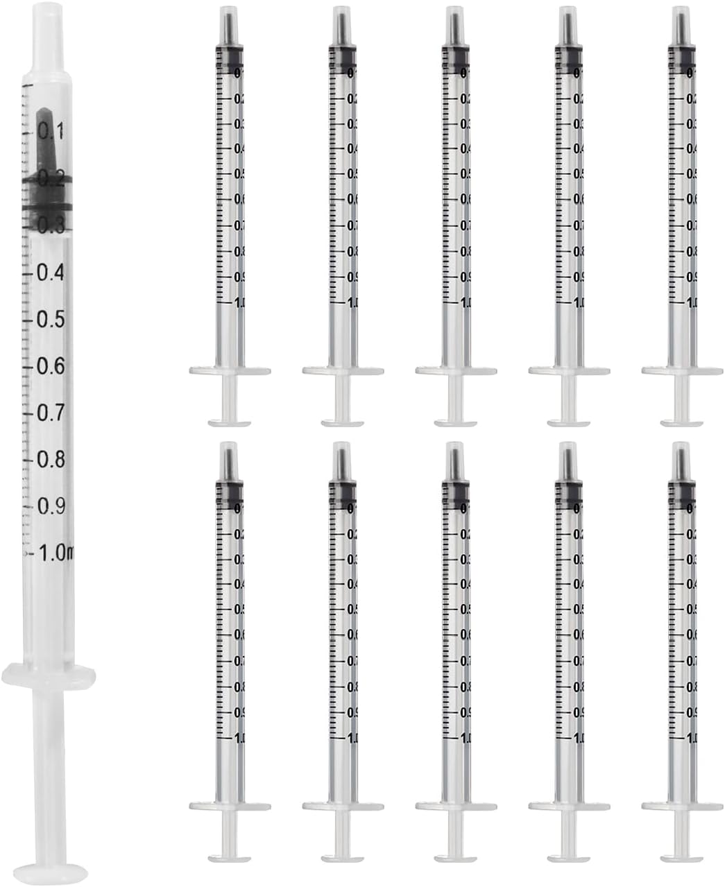 Paquete de 10 jeringas de plástico de 0.0 fl ozcc de jeringa de medición de líquidos, selladas individualmente con medición para laboratorios