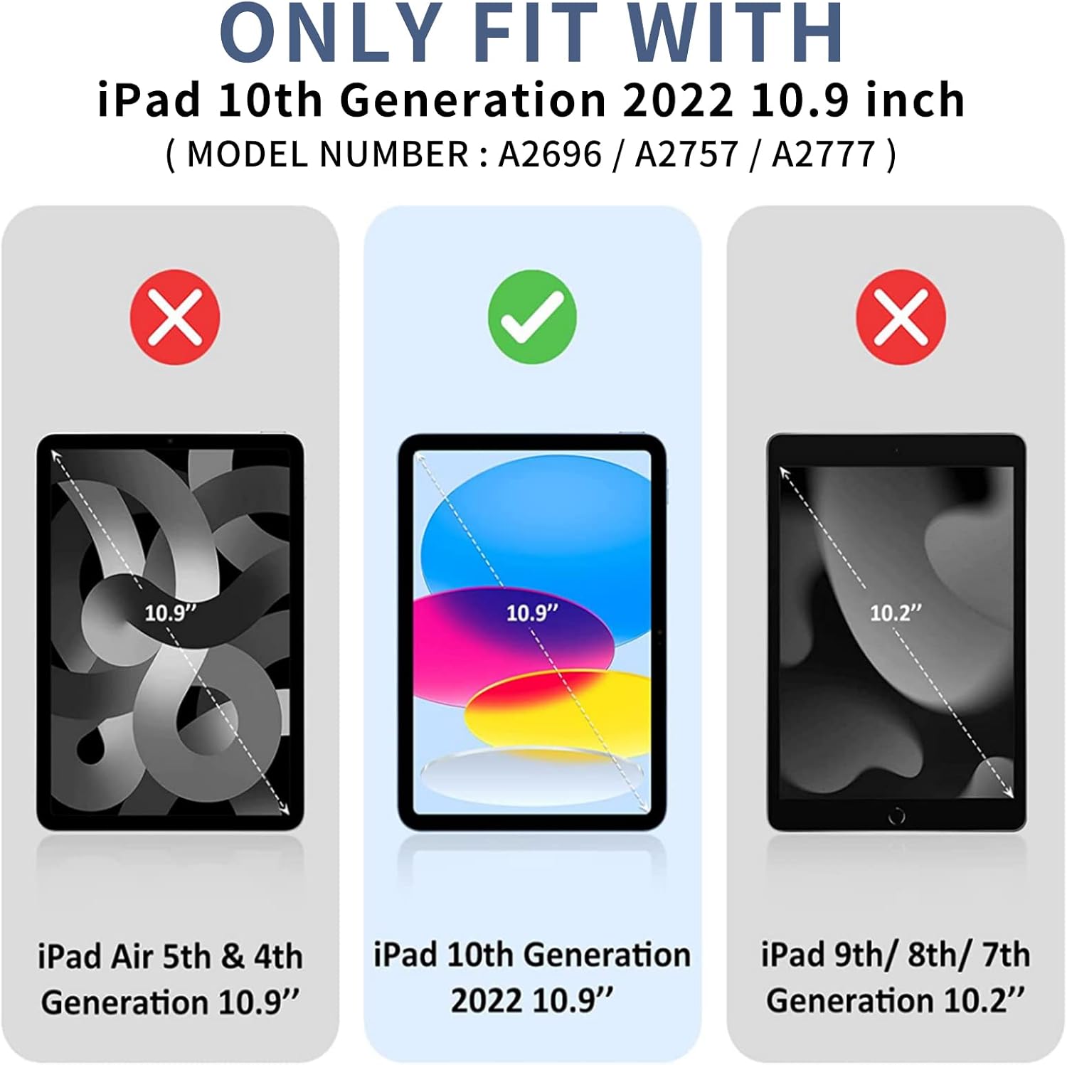 ProtUTab Funda para iPad de 10. generación 2022, funda delgada y triple con soporte para iPad de 10 generación, funda para iPad de 10.9 pulgadas,