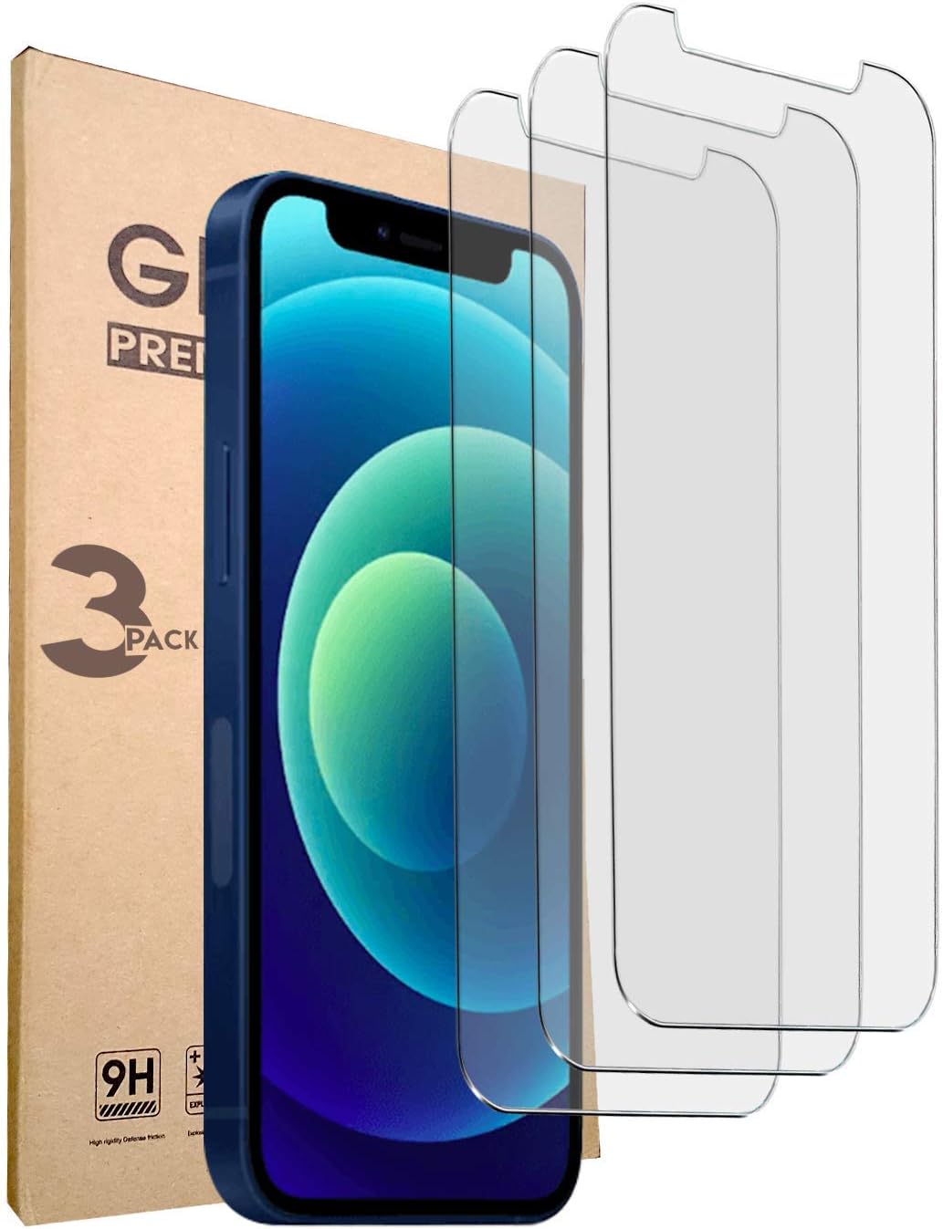 Paquete de 3 protectores de pantalla para iPhone 12 Mini, pantalla de vidrio templado compatible con Apple iPhone 12 Mini (2020)