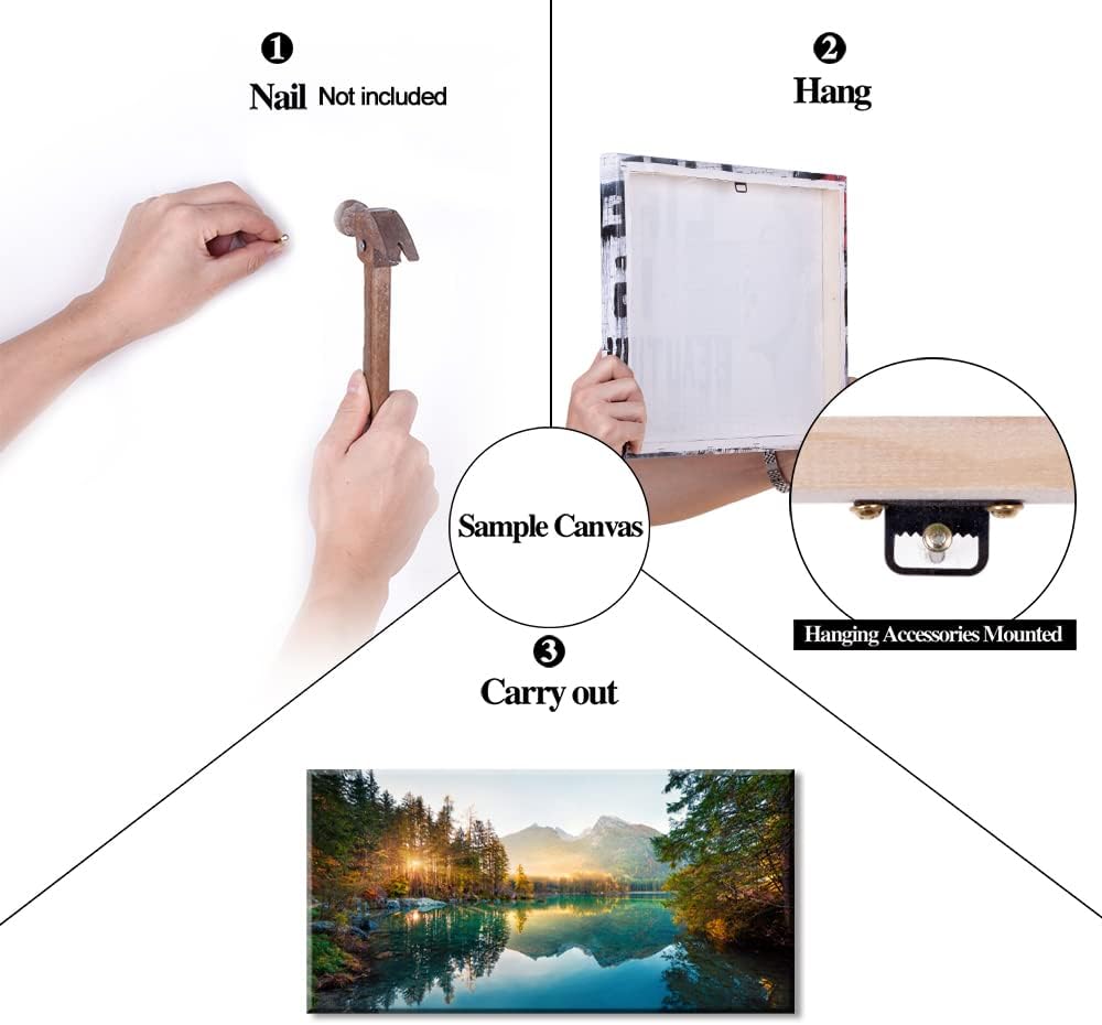 TEKMENT Lienzo grande de otoño con diseño de lago de otoño para sala de estar, dormitorio, decoración de oficina en casa, impresión de paisaje de