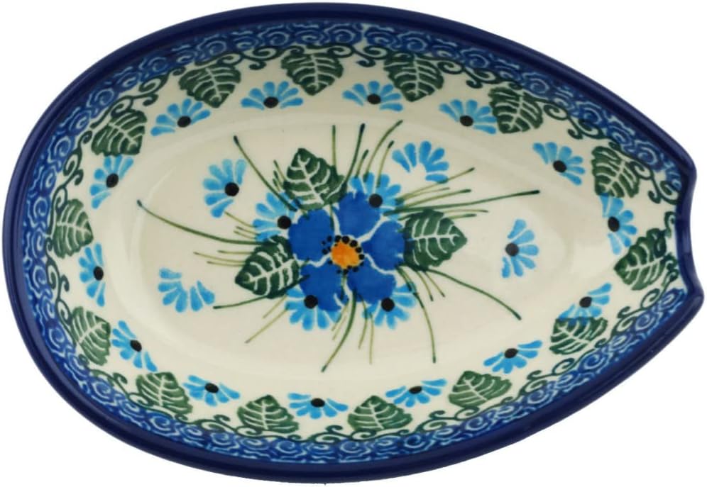 Auténtico soporte para cuchara de cerámica polaca UNIKAT en Forget Me Not Diseño hecho a mano en Bolesawiec Polonia por Ceramika Artystyczna +