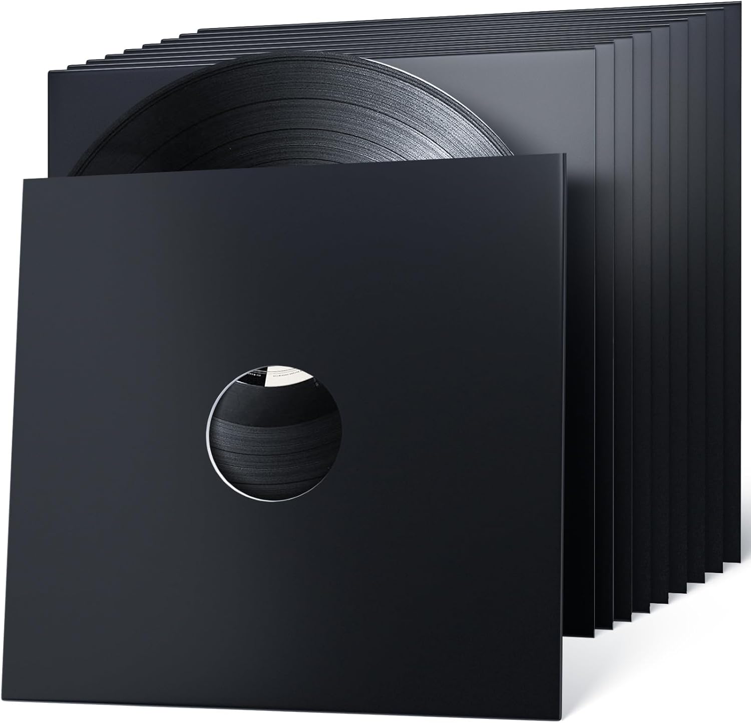 Fundas de papel de estraza para discos de vinilo, 10 unidades, fundas de papel kraft para discos de vinilo LP, fundas de cartón con agujero central,