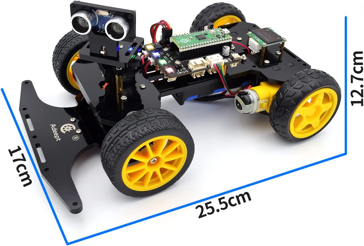 Adeept Kit de coche inteligente compatible con Raspberry Pi Pico, seguimiento de línea, evitación de obstáculos, luz colorida, DIY STEM IR control