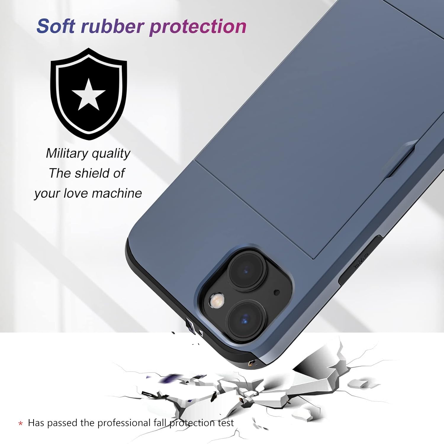 Funda protectora resistente compatible con iPhone 15 con tarjetero (2 unidades), protector de pantalla a prueba de golpes, cartera oculta para