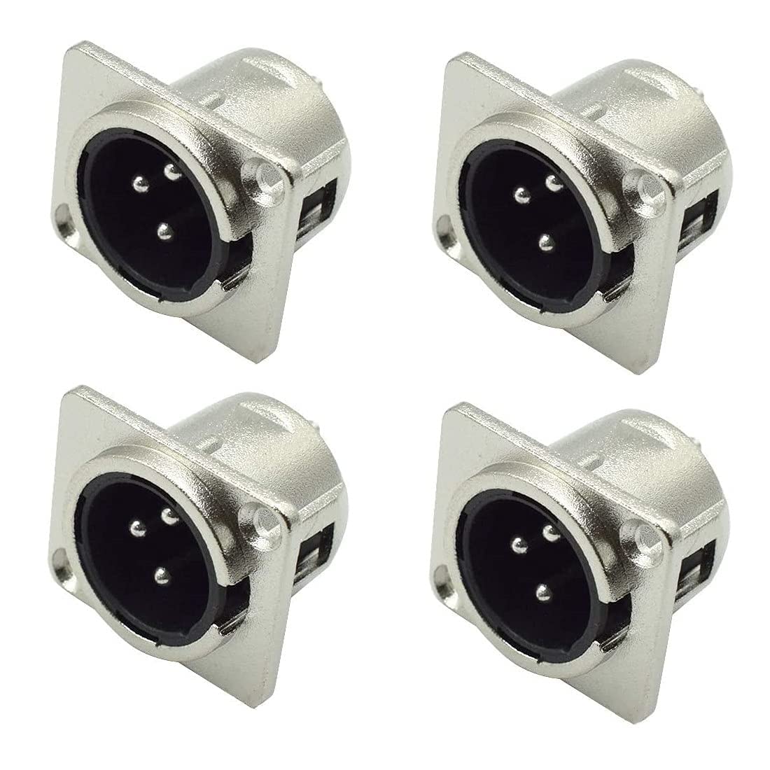 XLR macho Jack 3 pines montaje en panel, carcasa de metal plateado XLR-M socket audio altavoz micrófono conector 8 piezas.