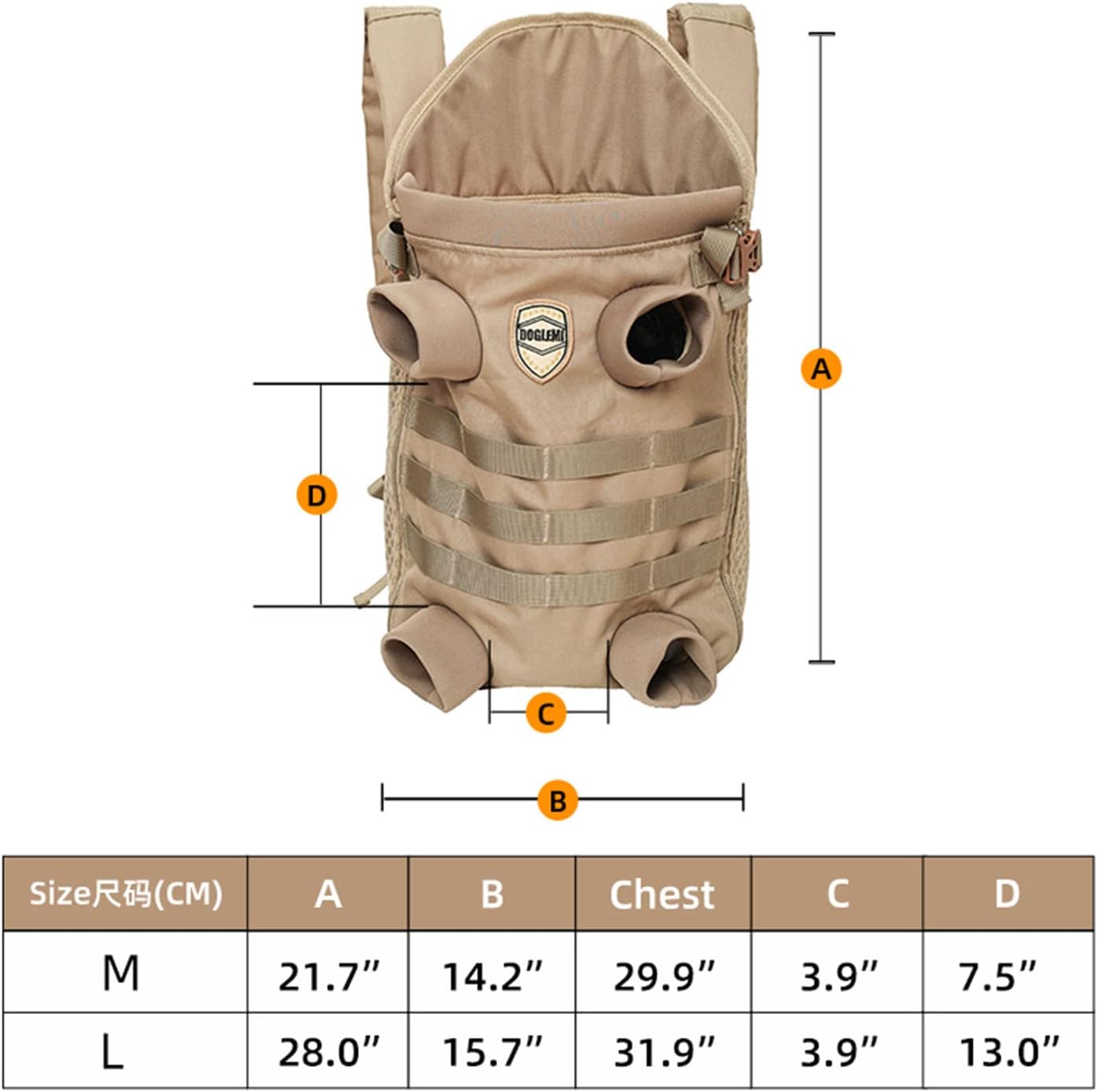 FLAdorepet Mochila táctica transportadora para perros medianos y grandes, patas suaves manos libres hacia afuera de mascotas, mochila de transporte