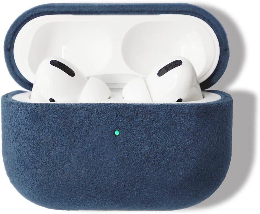ALMA Funda Alcantara para AirPods Pro, AirPods Pro 2 generación (Gen 1, azul marino)