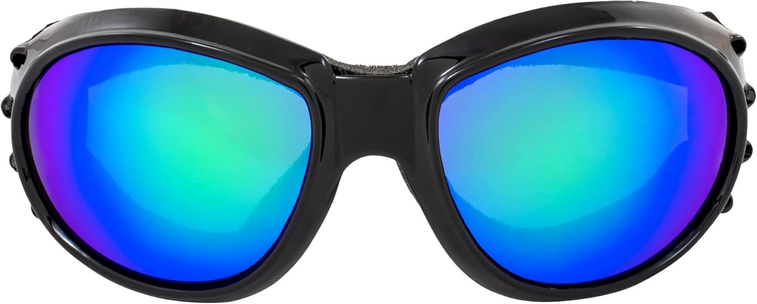 2 pares de gafas acolchadas Global Vision Eliminator para motociclismo, color negro con lentes de espejo verde y rojo