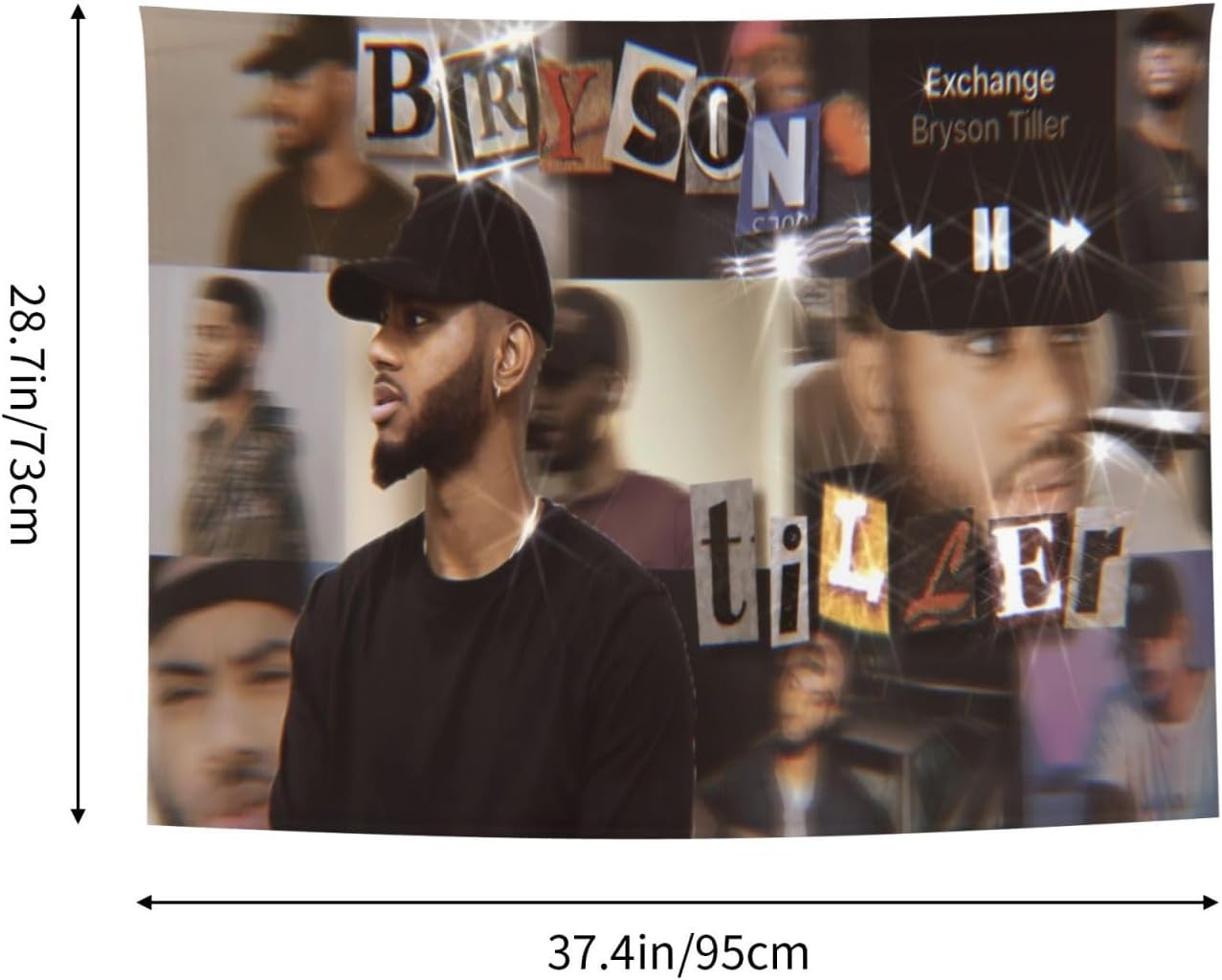 NEWCREATEES Tapices Bryson Rapper Tiller de 29 x 37 pulgadas para colgar en la pared, tapiz artístico para dormitorio, dormitorio, sala de estar,