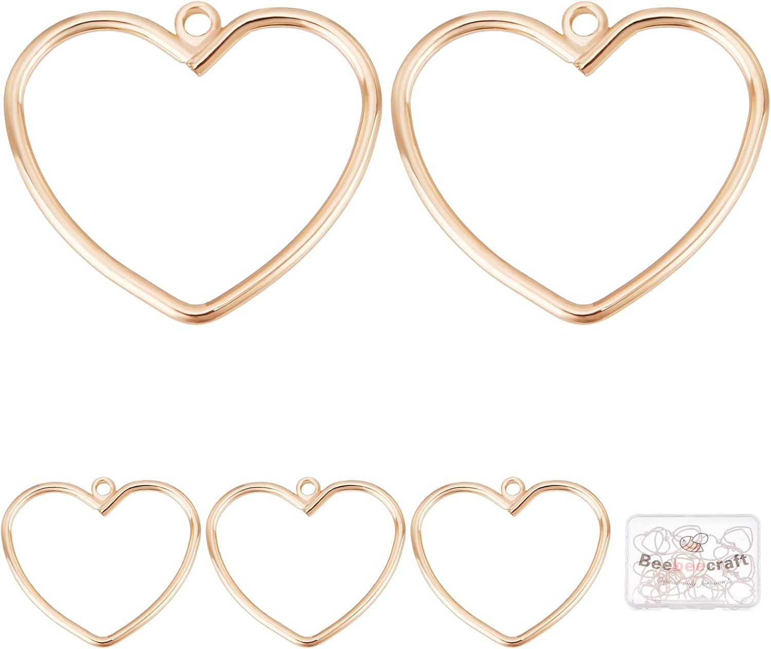 Beebeecraft 1 caja de 18 quilates chapado en oro de latónacero inoxidable corazón colgantes colgantes colgantes para el día de la madre, regalos de