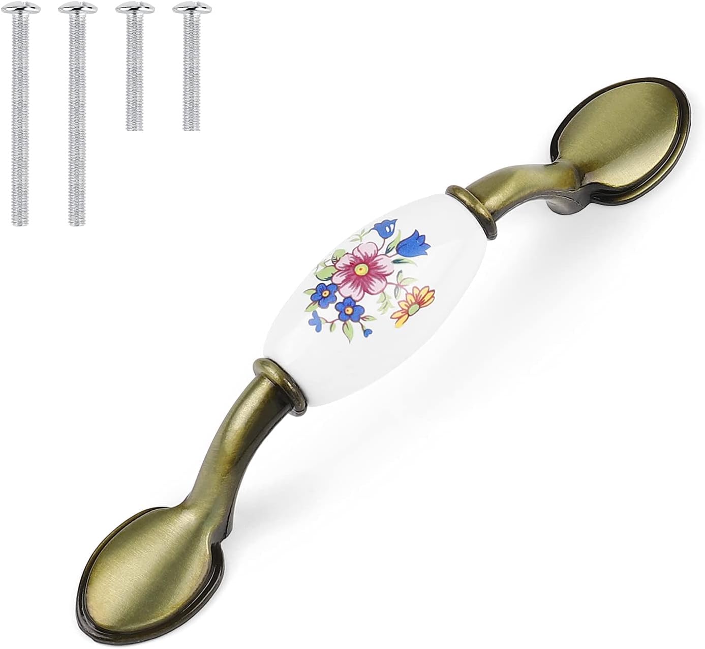 Paquete de 15 tiradores de gabinete de bronce antiguo, tiradores de cerámica para cajones de cocina de 3 pulgadas, manijas vintage para cajones de