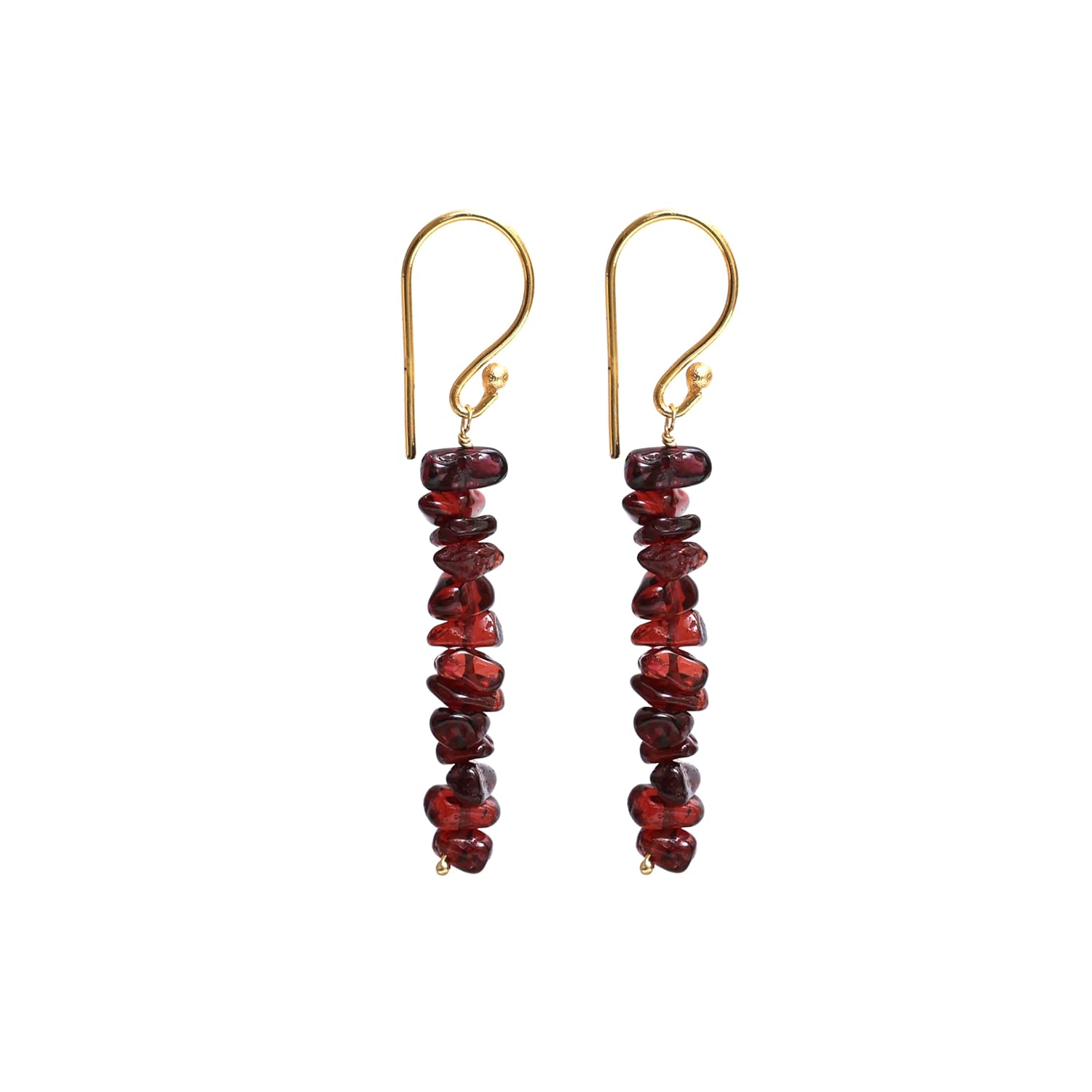 Gempires Natural Red Garnet Chips Earring January Birthstone Jewelry Dangling Earrings For Girls Gift for Her (Red Garnet((Gold))