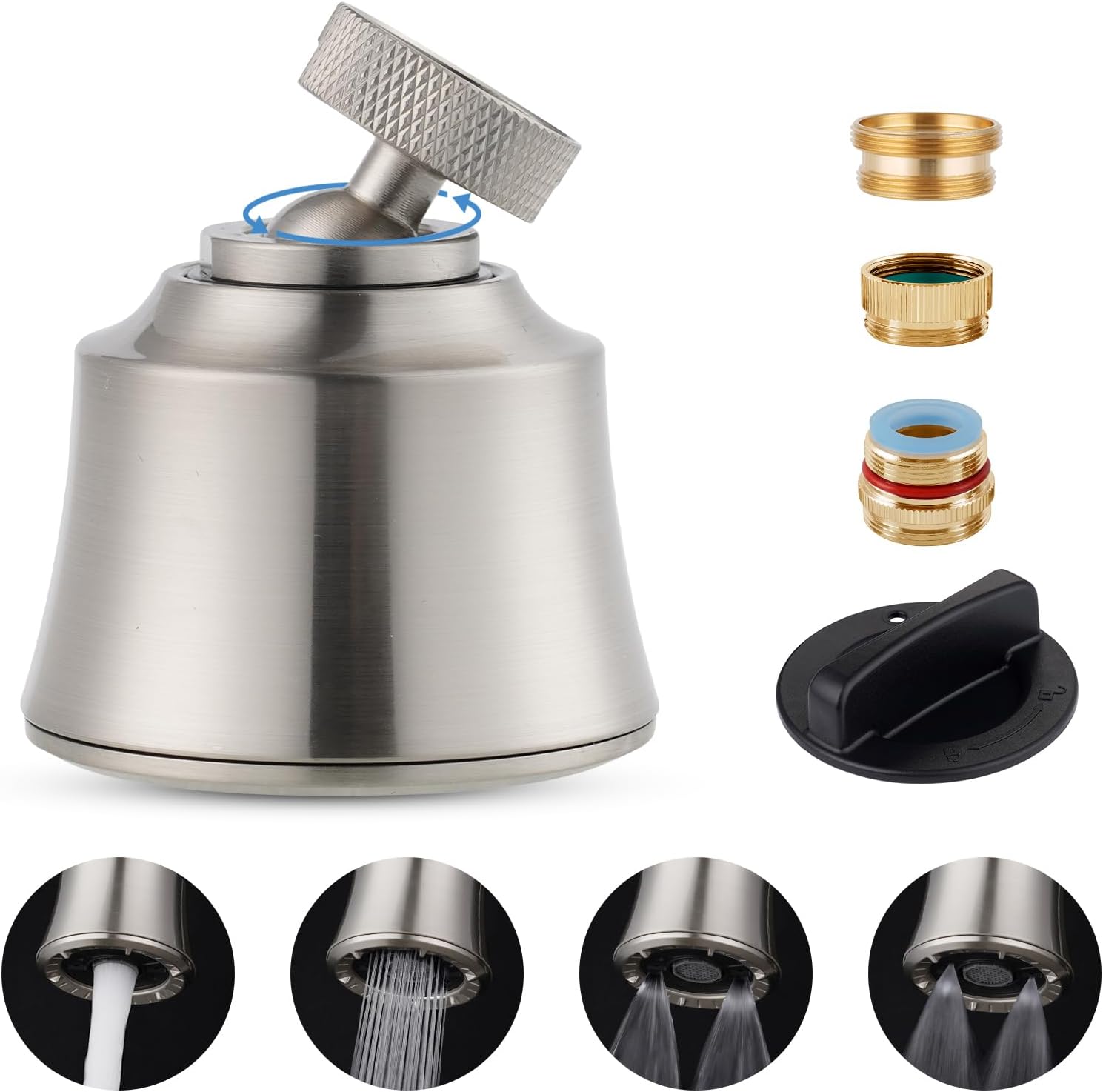Accesorio de rociador de grifo, 4 modelos de pulverización, gran angular, giratorio, fregadero de cocina, reemplazo de cabezal de grifo de cocina,