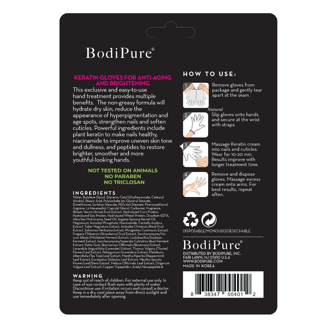 Bodipure Guantes de queratina para mascarilla de mano de primera calidad, guantes hidratantes para manos secas, fortalecimiento de uñas y suavizado