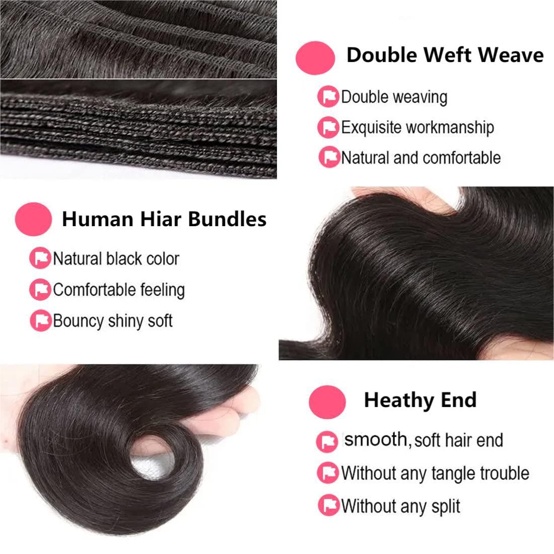 1 manojos de cabello humano ondulado de 12 pulgadas, 10A brasileño 100% sin procesar, extensiones de cabello virgen de doble trama, color negro